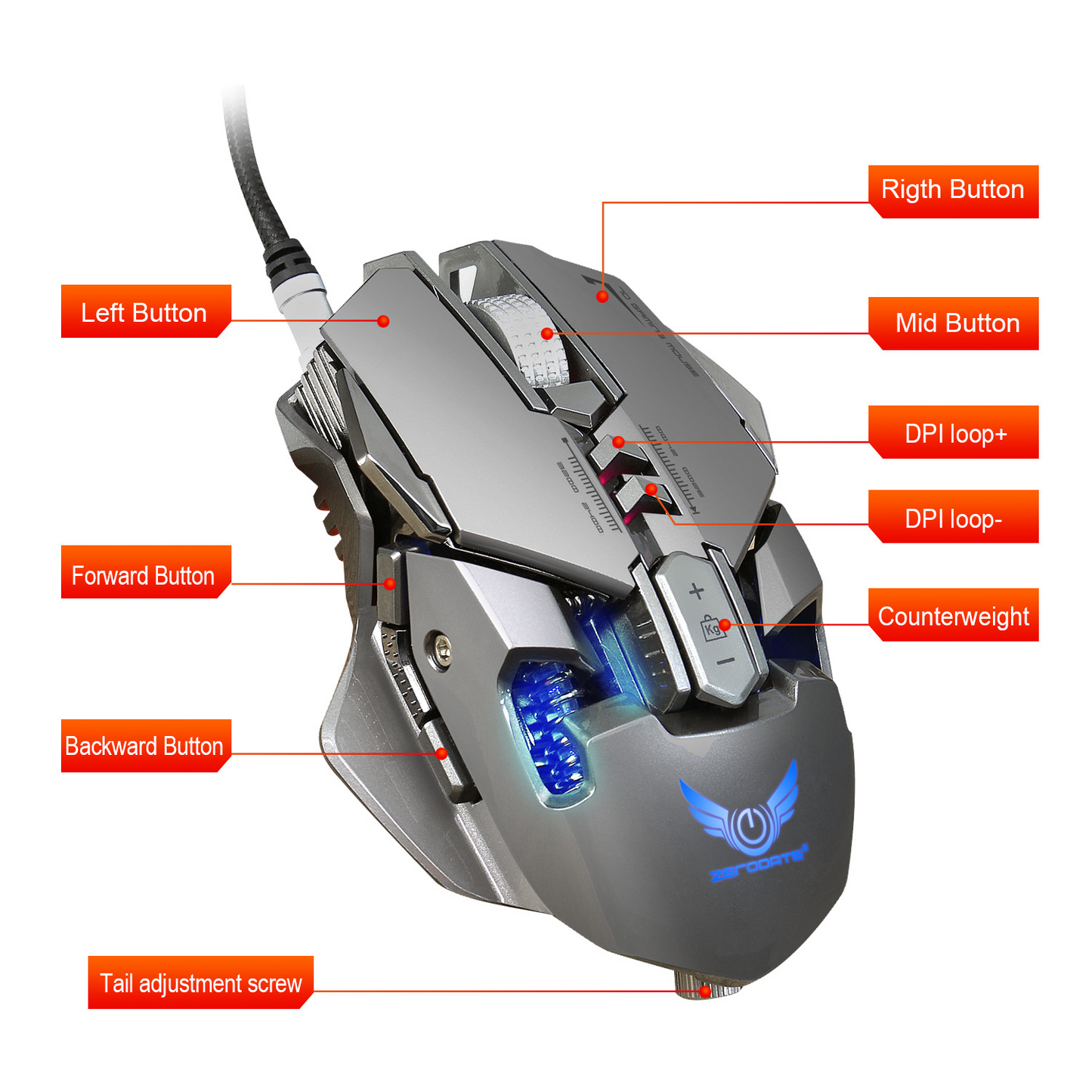 LED Variable Light Effect Gaming Mouse