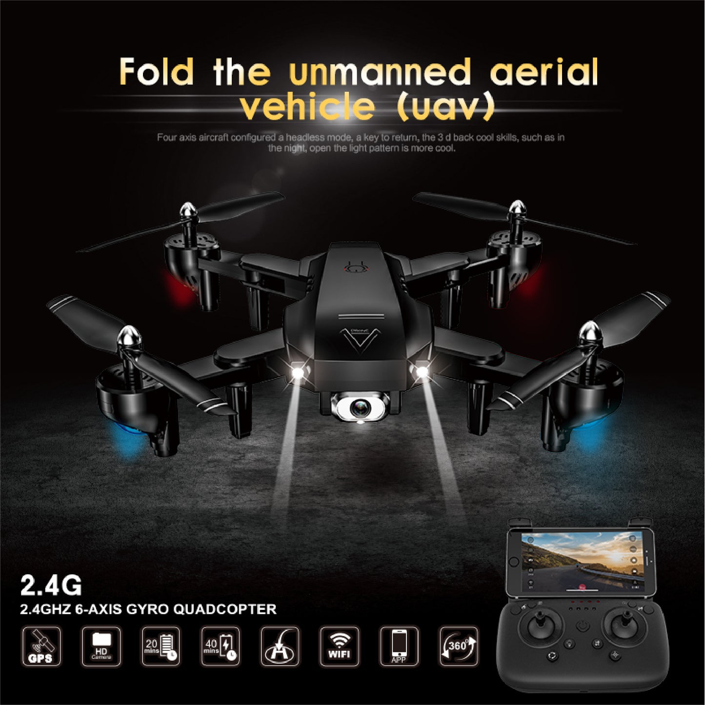 4K Dual Camera WiFi FPV folding drone