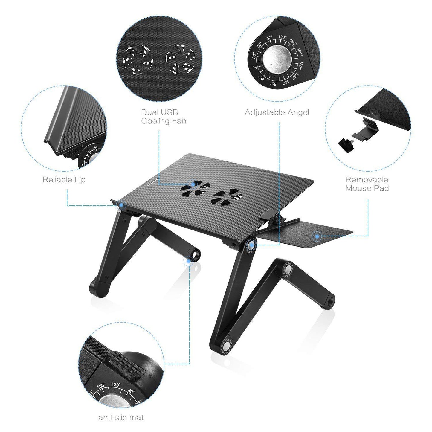 Folding Computer Desk Stable With Double Fan