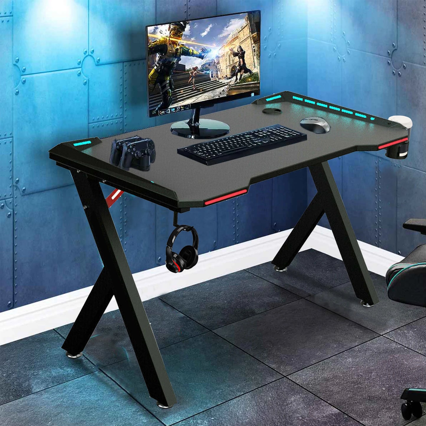 RGB LED Lights Computer Gaming Desk