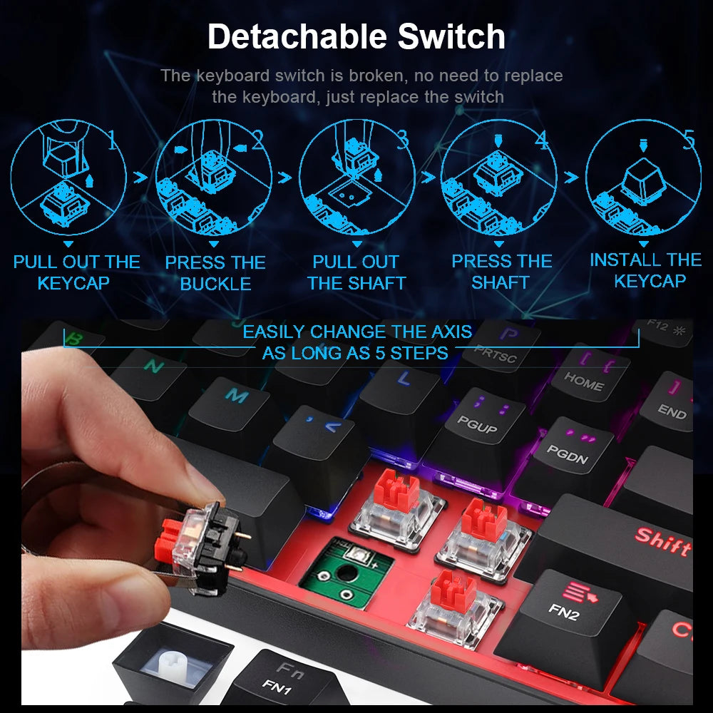 RGB USB Mini Mechanical Gaming Wired Keyboard