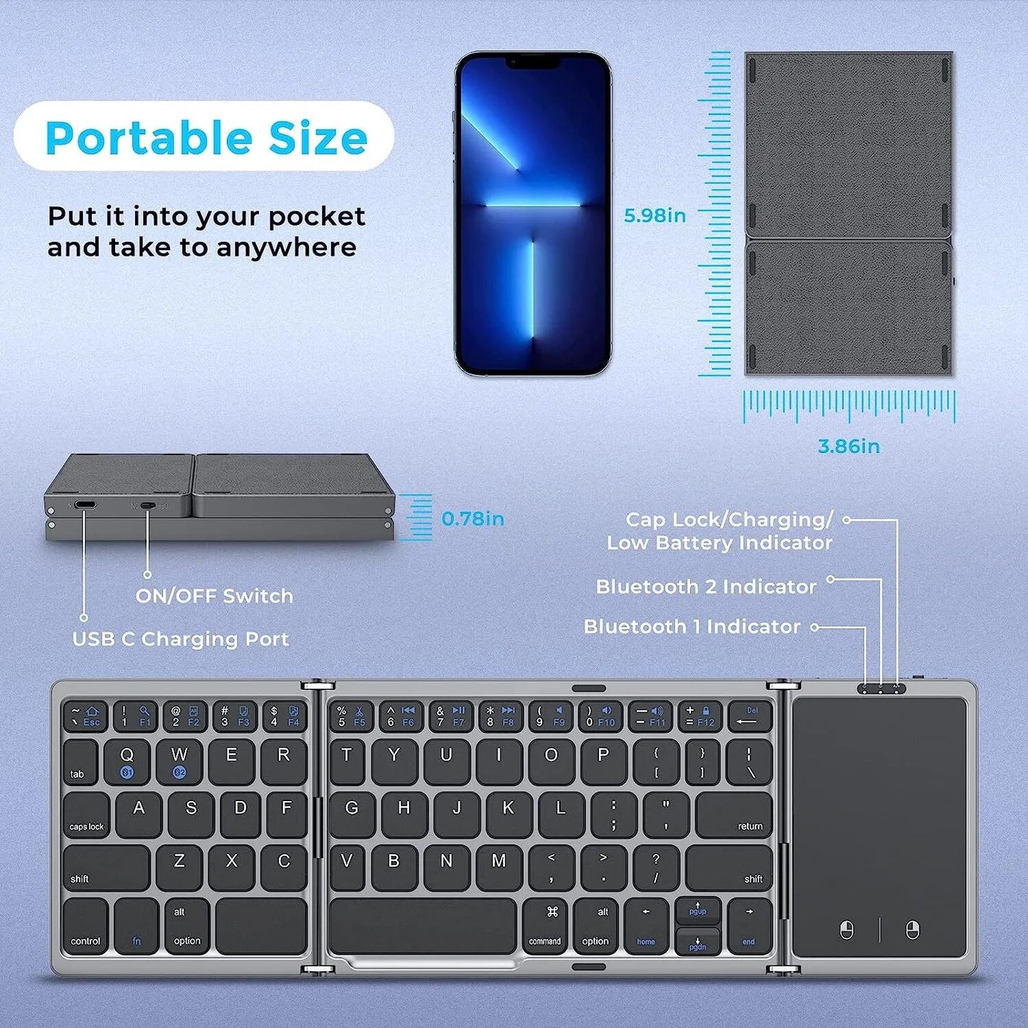 Foldable Bluetooth Keyboard for Steam Deck