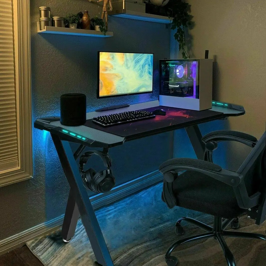 RGB LED Lights Computer Gaming Desk