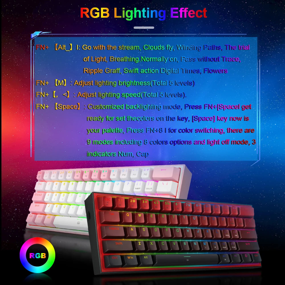 RGB USB Mini Mechanical Gaming Wired Keyboard